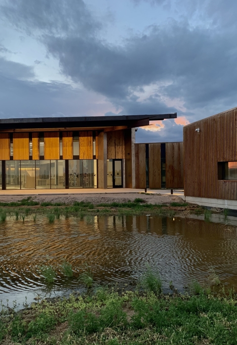 Valle de Oro National Wildlife Refuge Visitor Center at sunset