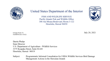 Programmatic Bird Damage Management, 2021-I-0322 WS, Hawaii- 20210720.pdf