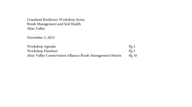 CART's Grassland Resilience Workshop Series on Brush Management and Soil Health - Altar Valley Conservation Alliance Site Visit