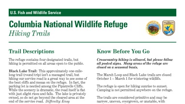 Columbia National Wildlife Refuge Hiking Map