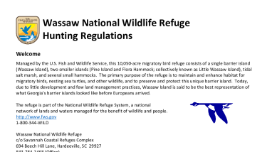 2026-27 Wassaw NWR Hunt Regulations