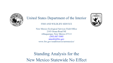 New Mexico No Effect Determination Key Standing Analysis