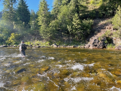 Man fishing in an Idaho river