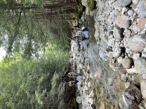 Field Crew Assessing juvenile Atlantic salmon