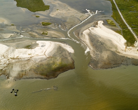 Image of the main tidal breach into a freshwater impoundment at Prime Hooks National Wildlife Refuge