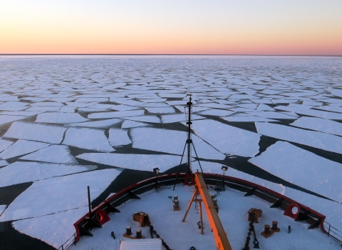 ship headed into broken ice