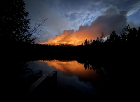 A fire burning on the horizon