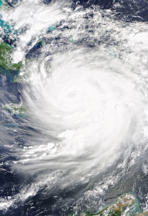 Satellite view of a large hurricane