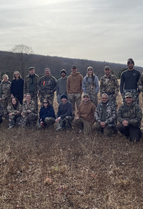 Group photo of archery mentored deer hunt at Cherry Valley NWR November2024