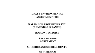 Draft Environmental Assessment for the Bolson Tortoise