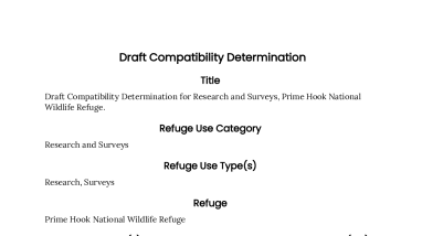 Draft Compatibility Determination for Research and Surveys, Prime Hook National Wildlife Refuge.