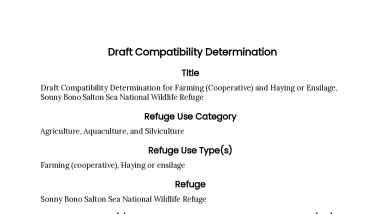 Draft Compatibility Determination for Farming (Cooperative) and Haying or Ensilage, Sonny Bono Salton Sea National Wildlife Refuge
