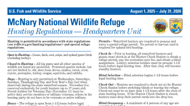 McNary National Wildlife Refuge Hunting Regulations (Fee Hunting Area)
