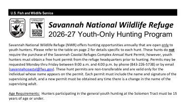 2026-27 Savannah NWR Youth Hunt Information