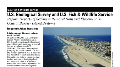 Impacts of Sediment Removal from and Placement in Coastal Barrier Island Systems Report: Frequently Asked Questions