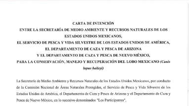 U.S.-Mexico Letter of Intent for Mexican wolf