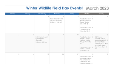 Winter Wildlife Field Days 2023