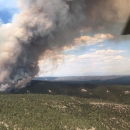 Aerial image of the smoke from a forest fire