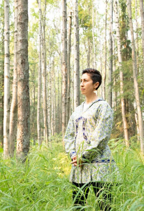 woman in the forest