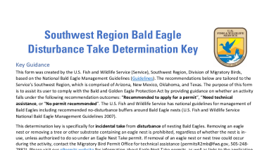 Southwest Region-Bald Eagle Disturbance Permit Determination Key