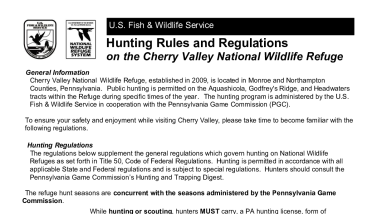 Cherry Valley National Wildlife Refuge Hunting Rules and Regulations