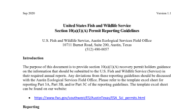 USFWS Section 10(a)(1)(A) Permit Reporting Guidelines