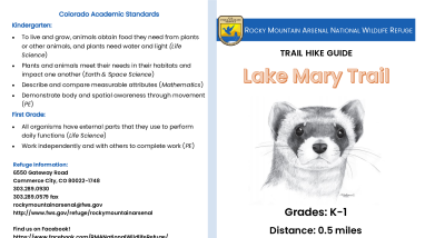 Rocky Mountain Arsenal NWR Grades K-1 Teacher Led Trail Hike English.pdf