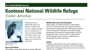 Kootenai National Wildlife Refuge Visitor Use Sheet