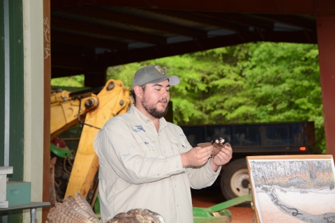 Presenting at Classroom in the Forest Event in Evergreen, Alabama to fifth graders in Conecuh County Photo Credit: Shelly Hyde/Alabama Soil and Water Conservation Committee 