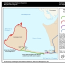 A map of areas visitors can ride horses on Chincoteague Refuge