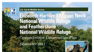 Front cover of the 2011 Comprehensive Conservation Plan for Elizabeth Hartwell Mason Neck and Featherstone National Wildlife Refuges.