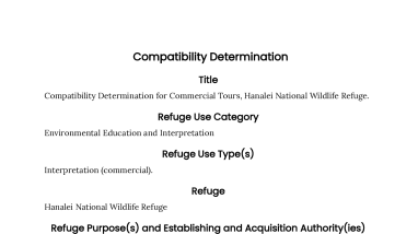 Compatibility Determination for Commercial Tours, Hanalei National Wildlife Refuge