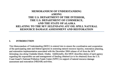 II.A.3 MOU RELATING TO THE M/V SELENDANGAYU OIL SPILL NATURAL RESOURCE DAMAGE ASSESSMENT AND RESTORATION