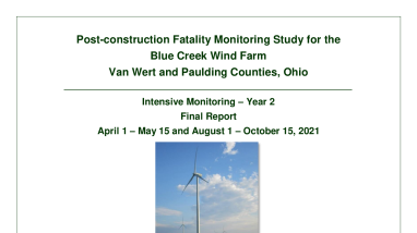 Post-construction Fatality Monitoring Study for the Blue Creek Wind Farm, 2021