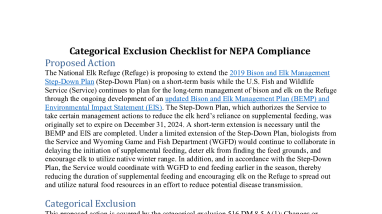 NER BEMP Step-Down Plan Categorical Exclusion