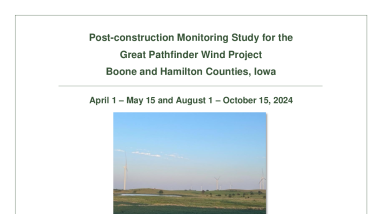 Post-construction Monitoring Study for the Great Pathfinder Wind Project Boone and Hamilton Counties, Iowa, 2024