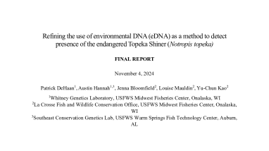 Refining the use of environmental DNA (eDNA) as a method to detect presence of the endangered Topeka Shiner (Notropis topeka)