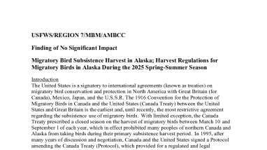 USFWS FONSI for Migratory Bird Hunt 2025
