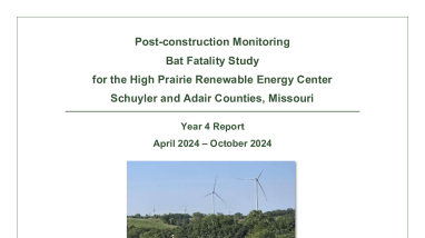 2024 Post-construction Monitoring Bat Fatality Study for the High Prairie Renewable Energy Center, Schuyler and Adair Counties, Missouri. Year 4: Report, April 2024 – October 2024.