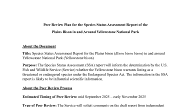 Plains bison SSA report Peer Review Plan
