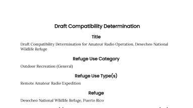 Compatibility Determination Radio Expeditions - Desecheo NWR