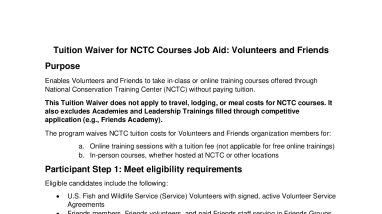 Friends and volunteer tuition waiver