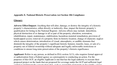 Appendix E: National Historic Preservation Act Section 106 Compliance