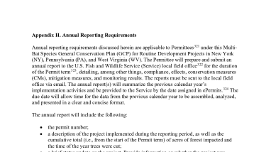 Appendix H: Annual Reporting Requirements 