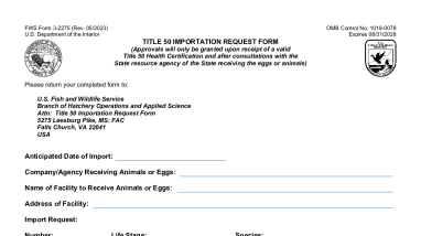 Title 50 Importation Request Form 3-2275
