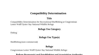 Recreational Shellfishing Compatibility Determination