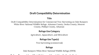 Dale Bumpers White River NWR Draft CD Commercial Tree Harvesting