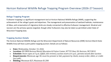 Horicon National Wildlife Refuge Trapping Information 2026