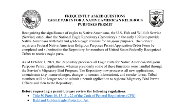 3-200-15a - Application Form for Eagle Parts for Native American Religions Purposes
