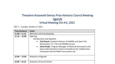 Agenda Oct 4-6, 2022, TRG Advisory Council Meeting (updated 10/4/2022)